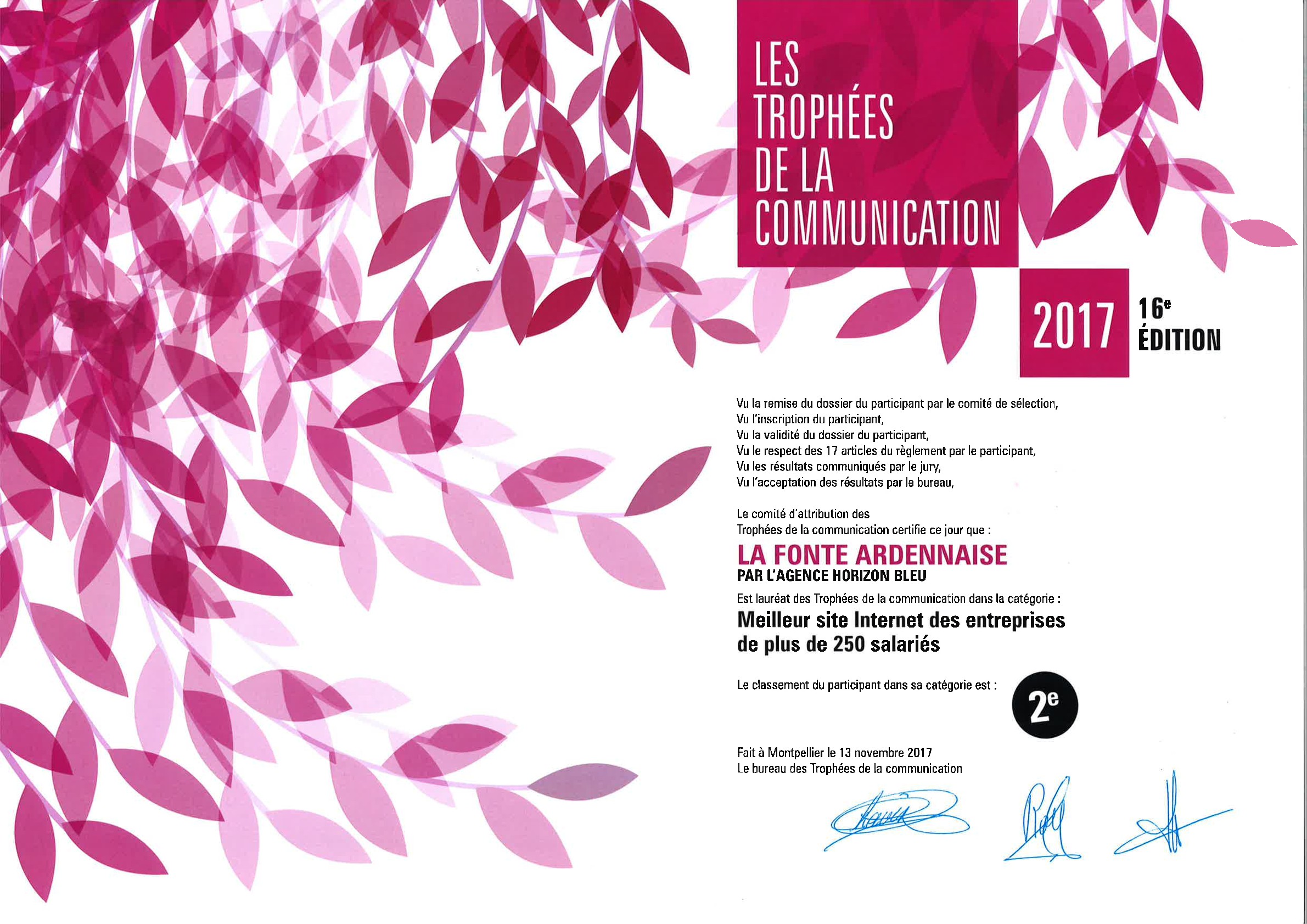 Un second Prix aux Trophées de la communication pour La Fonte Ardennaise!